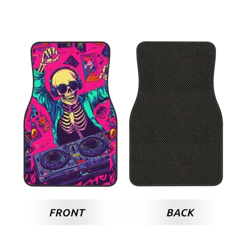 car Foot mat Skeleton DJ Non-Slip Carpet Mats for Cars & Trucks,Decorative Front & Rear Vehicle Foot Rugs,4-Piece Car Floor Mat Set,Universal fit Floor mats