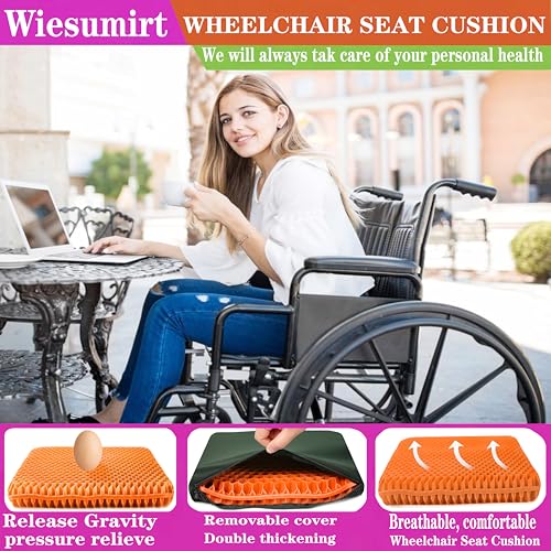 Plus Size Gel Seat Cushion for Long Sitting, Extra Large and Thick, Seat Cushion for Back, Sciatica, Hip, Tailbone Pain Relief , Used for the Office, Wheelchair, Car, Recliner, Stadium, Kayak.(Orange)