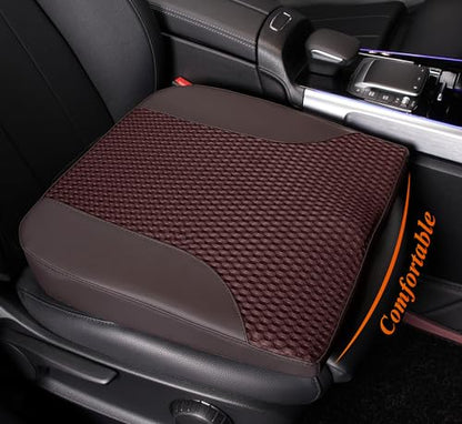 kingphenix Car Seat Cushion – Memory Foam Pad for Driving Comfort – Boosts Height and Relieves Coccyx & Lower Back Pain – Car, Truck, Office Chair (Leather & 4D Mesh Brown) - color: Leather & 4d Mesh Brown