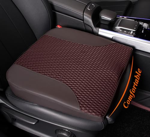 kingphenix Car Seat Cushion – Memory Foam Pad for Driving Comfort – Boosts Height and Relieves Coccyx & Lower Back Pain – Car, Truck, Office Chair (Leather & 4D Mesh Brown) - color: Leather & 4d Mesh Brown