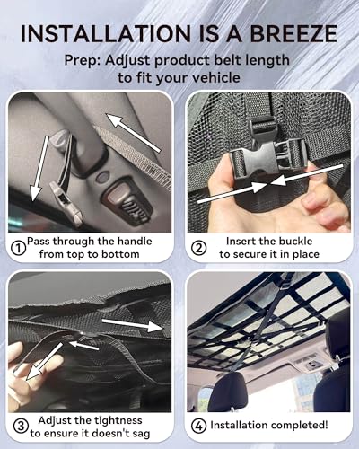 Car Ceiling Cargo Net with 2 Pockets - 35.4"x25.5" Cross-Strap Reinforced Double-Layer Mesh Organizer, Adjustable for SUVs - Road Trips, Camping, Commuting Storage Organization - Gray - size: 35.4"x25.6"-Gray