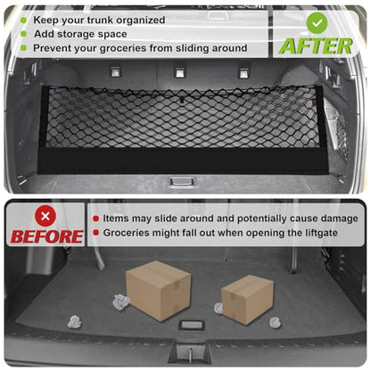 Truck Bed Cargo Net Trunk Netting Compatible with 2015-2025 2026 Outback Accessories, Pickup Cargo Organizer SUV Sedan Storage Net w/Heavy Duty Carabiners - style: 2015+ Outback