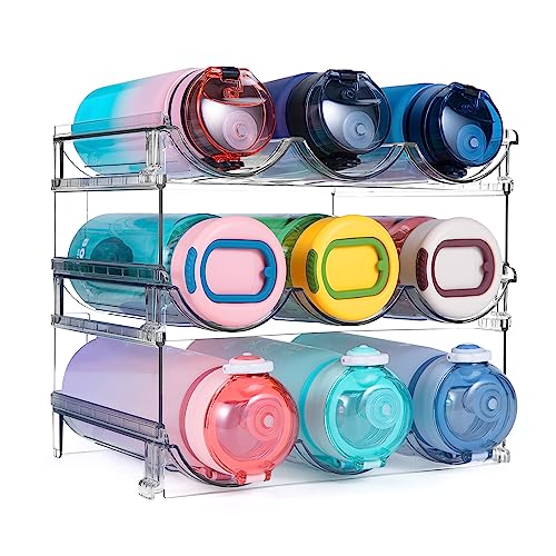 Water Bottle Organizer for Cabinet, 3 Pack Water Bottle Organization and Storage Shelf, Plastic Water Bottle Holder Rack for Fridge, Kitchen, Desktop - size: 3 Pack