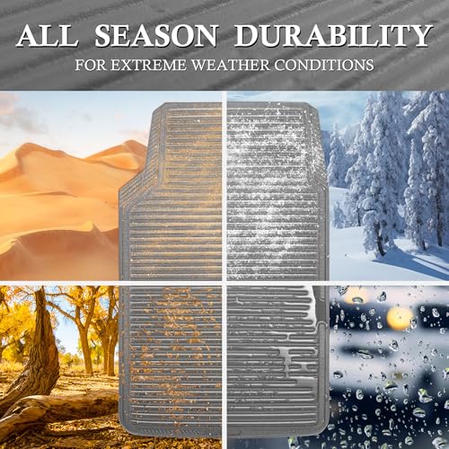 CAR PASS Rubber Car Mats,Car Floor Mats All Weather,Car Mats Full Set 4-Piece,Waterproof Automotive Floor Mats Trim to Fit for Most Cars Sedans SUVs Vans,Heavy Duty Anti-Slip Easy Clean, All Gray - color: Gray