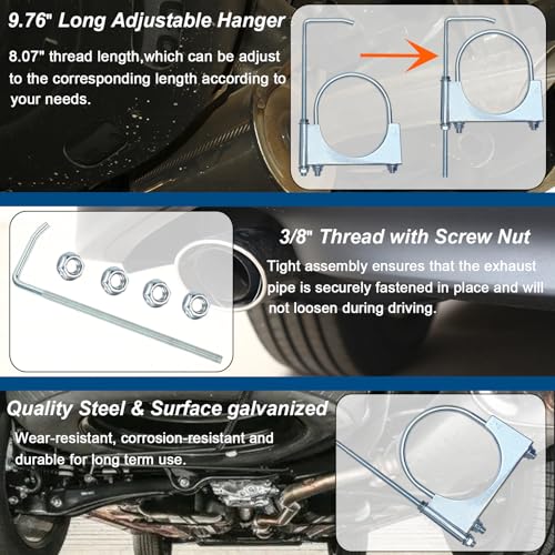 4" Heavy-Duty Universal Exhaust Clamp with Hanger, Exhaust Pipe Muffler Hanger for Cars, Trucks - size: 4"