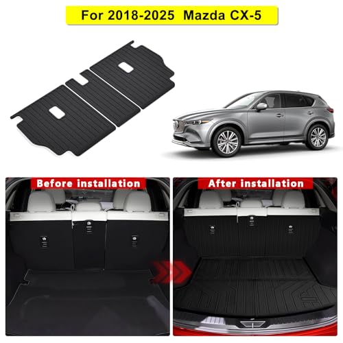 Cargo Mat & Backrest Mats for 2023-2025 Mazda CX-5 - TPE Trunk Liner with Rear Backrest Protection, Custom Fit, All Weather Waterproof for Mazda CX-5 Accessories - size: 2023-25|Mazda CX-5|Cargo Liner