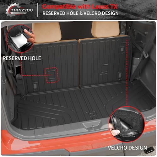 Floor Mats Compatible with 2024 2025 2026 Lexus TX350 TX500h TX550h+ 6&7 Seats Cargo Mat Trunk Liner Back Seat Cover All Weather TX Accessories (Floor Mats+Trunk Mat with Backrest Mat) - style: For Lexus TX | 2024-2026