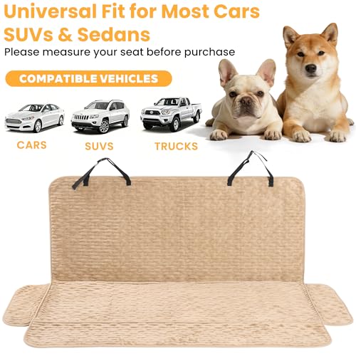 Dog Car Seat Cover for Front or Back Seat, Soft Flannel Pet Car Seat Protector with Waterproof Layer, Non-Slip Washable Dog Car Bed Mat for Travel (LightCoffee Back) - size: LightCoffee Back