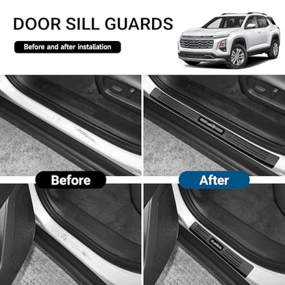4PCS Door Sill Protector for Chevy Equinox 2025 2026 Accessories Matte Black ABS Material Front and Rear Door Car Pedal Kick Protection