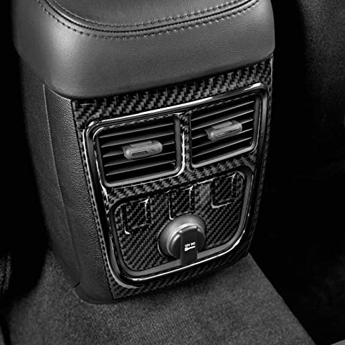 Car Rear A/C Outlet Vent Armrest Box Decals for 2011-2014 Dodge Charger/Chrysler 300 Accessories Carbon Fiber Interior Stickers (Without USB) - color: Rear Center Console-b