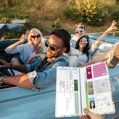Car Registration and Insurance Holder, with Magnetic Closure for License, Cards and Documents, All Vehicle Needs and Car Accessories (Flower and Grass) - color: Flower and Grass