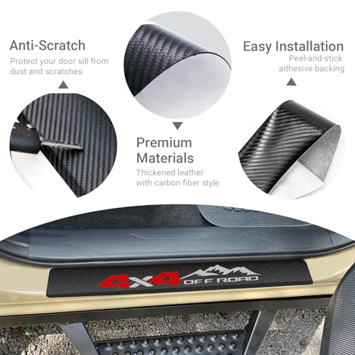Door Sill Protector Compatible with Ford Bronco 4 Door 2021-2025 - Carbon Fiber Style, 4 Pack - Scratch & Dust Protection - size: 4x4 off road for Bronco