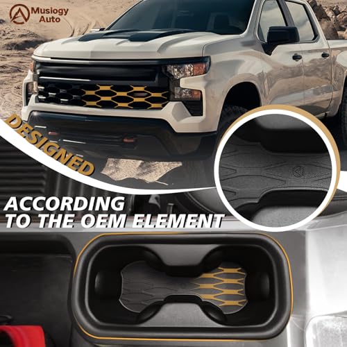 Center Console Cup Holder Inserts Compatible with 2022-2025 2026 Chevy Silverado & GMC Sierra Accessories Middle Console Drink Holder TPE Organizer Non-Slip Drink Stopper(Bucket Seat Only)
