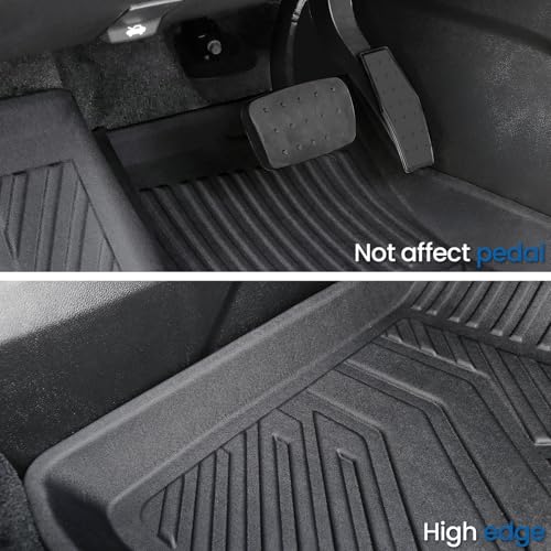 Floor Mats Set for 2024-2026 Chevy Traverse & GMC Acadia & 2025-2026 Buick Enclave, with 2nd Row Kick Mats, Only for 7 Seats Captain Chairs, All Weather TPE Cargo Liner Door Sill Accessories