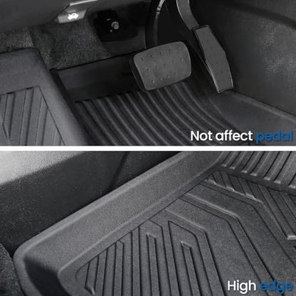 Floor Mats Set for 2024-2026 Chevy Traverse & GMC Acadia & 2025-2026 Buick Enclave, with 2nd Row Kick Mats, Only for 7 Seats Captain Chairs, All Weather TPE Cargo Liner Door Sill Accessories