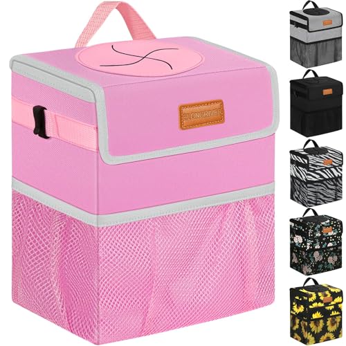 ELONGRIVER Car Trash Can Bin for Back Seat Leak Proof, Cute Car Trash Bag Hanging, Vehicle Trash Can for SUV Truck Van, Automotive Garbage Cans Front Seat Pink - color: Pink, size: 3 Gallons