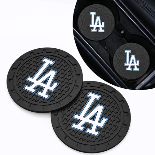 Baseball Fans Car Cup Holder Coasters for LA Dodgers Fans, 2 Pack Dodgers Silicone Non-Slip Cup Mats, 2.75" Car Cup Holder Inserts for Auto Interior - color: Dda166oqi