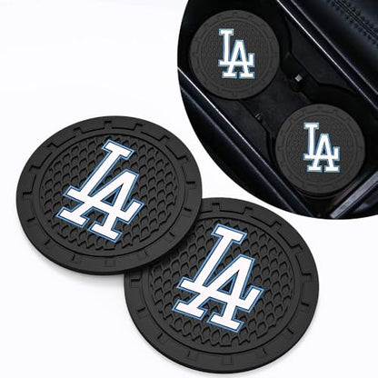 Baseball Fans Car Cup Holder Coasters for LA Dodgers Fans, 2 Pack Dodgers Silicone Non-Slip Cup Mats, 2.75" Car Cup Holder Inserts for Auto Interior - color: Dda166oqi
