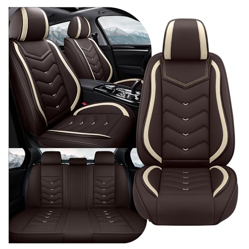 Car Seat Covers Fit for RAM 2012-2026, Stylish Sport Seat Covers, Waterproof Wear-Resistant Premium Nappa Leather Car Seat Covers.(Full Set/Coffee Color) - color: Coffee color, size: Standard 5 Seats
