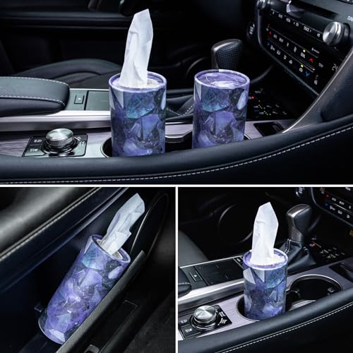 Car Tissue Holder, 4 Pack Car Cup Holder Facial Tissues with Travel Tissue Bag, Quick and Convenient Flower Combination Box(4 Canisters/200 Tissues) Purple - color: Purple-White