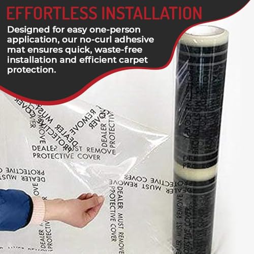 Hi-Tech Auto Adhesive Plastic Floor Mat, 4 mil | Perforated Every 24" | 200 Mats Per Roll | (24" Wide, 350' Long) - size: 24" Wide, 350' Long