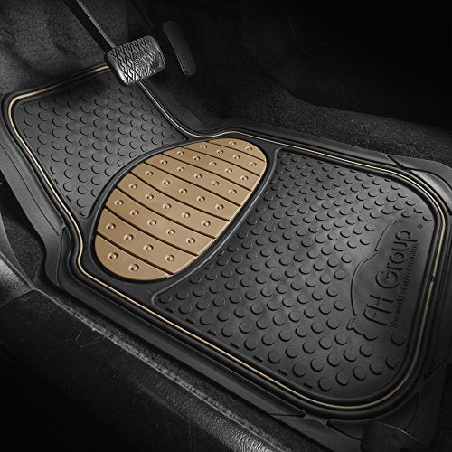 FH Group Heavy-Duty Car Mats - Universal Fit, Trimmable Rubber Floor Mats, Sedans, SUVs, Trucks - Beige - color: Beige