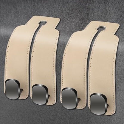 Amelity Universal Car Headrest Hooks, Women’s Car Interior Accessories for Purses Handbags Grocery & Backpacks, Beige 2 Pack - color: Beige