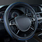 Car Pass Colour Piping Leather Universal Fit Steering Wheel Cover,Perfectly fit for 14.5-15 inches Suvs, Vans, Trucks, Sedans, Cars (Black&Blue) - color: Black and Blue