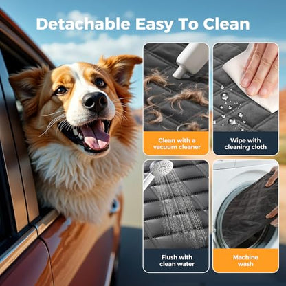 Dog Car Seat Cover for Back Seat, Hard Bottom Back Seat Extender for Dogs - Supports 400lbs,New Waterproof, Scratch Resistant, Anti Slip Portable Dog Hammock,Suitable for Cars, SUVs and Trucks（BLACK）