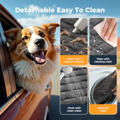 Dog Car Seat Cover for Back Seat, Hard Bottom Back Seat Extender for Dogs - Supports 400lbs, 2026 New Waterproof, Scratch Resistant, Anti Slip Portable Dog Hammock,Suitable for Cars, SUVs and Trucks