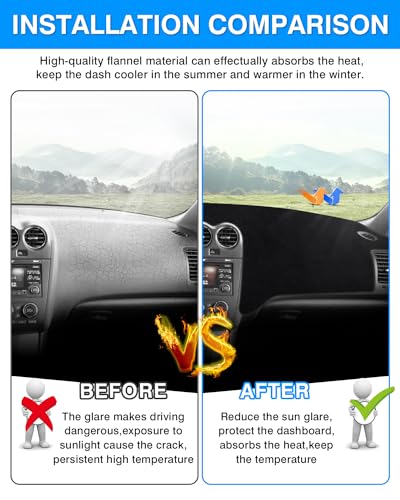 Autorder Dashboard Cover Mat Fit for 2007-2012 Nissan Altima Accessories Dash Cover Flannel Dash Mat Sunshade Glare UV Rays Protector - size: Black 2007-2012 Nissan Altima