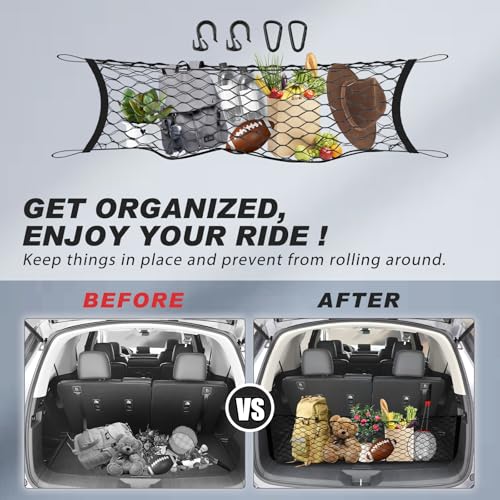 Cargo Net for Honda Pilot 2023-2026 Envelope Style | Elastic Mesh Net | Heavy Duty | Metal Hooks | Honda Pilot Trunk Net Accessories - size: Honda Pilot
