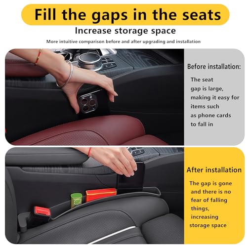 2PCS Universal Car Seat Gap Filler, Durable & Easy Install, No-Drop Seat Side Gap Seam Filler Organizer to Fill the Gap Space Between the Console and Seats, with Phone Holder for Car, SUV, Truck