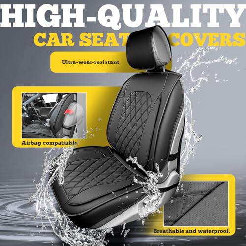 LINGVIDO Car Seat Covers Full Set (5 Seats) - Premium Perforated Nappa Leather, Waterproof Shield, Omni-Adapt Fit SUVs Sedans, Ultimate Family & Pet Protection - color: Black, size: Full Set (5 Seats)
