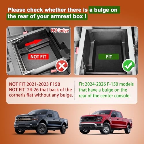 Center Console Organizer Compatible with Ford F150 Accessories 2024 2025 2026 & F150 Lightning,Center Console Tray for F-150 Interior Accessories, Work Great with The OEM Tray-(Only One Tray)