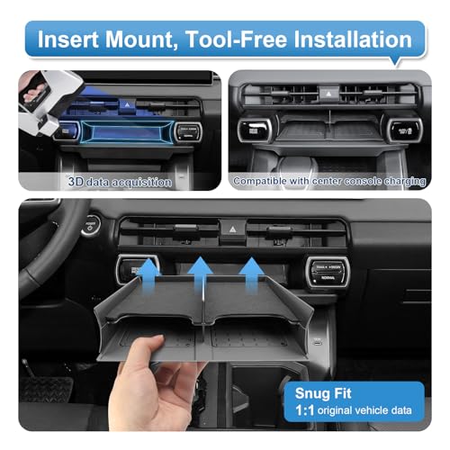 (2Pack) 2026 R AV4 Console Divider Tray and Wireless Mat, for Toyota R AV4 (LE/SE/XLE Premium/Woodland/XSE/Limited/GR Sport), Durable &Anti-Slip Console Tray Insert 2026 R AV4 Accessories - color: Black-bg