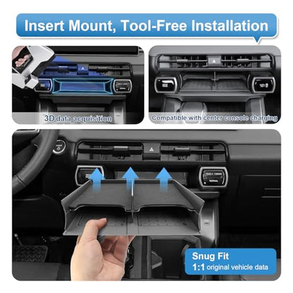 (2Pack) 2026 R AV4 Console Divider Tray and Wireless Mat, for Toyota R AV4 (LE/SE/XLE Premium/Woodland/XSE/Limited/GR Sport), Durable &Anti-Slip Console Tray Insert 2026 R AV4 Accessories - color: Black-bg