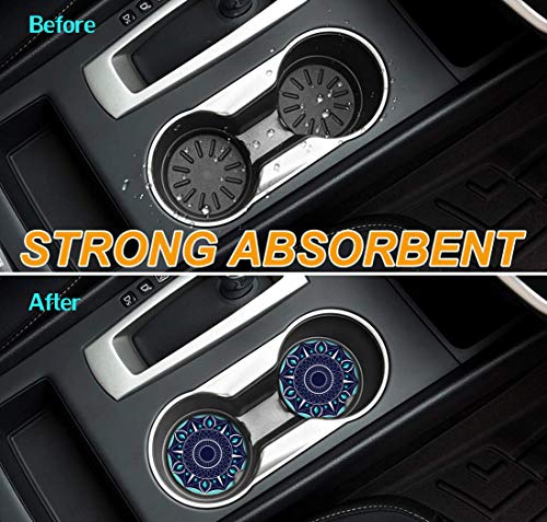 Car Coasters 2 Pack, Ceramic Blue Cupholder for Drinks Absorbent Stone Coasters Absorbing Spills （Constellation Blue） - color: Navy