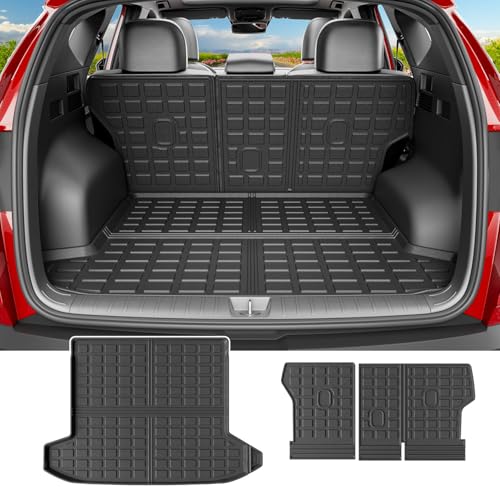 powoq Cargo Mat Compatible with 2022-2025 2026 Tucson Trunk Mat Cargo Liner TPE All Weather Protection Trunk Liner Backrest Replacement for 2022-2025 2026 Tucson Accessories (Trunk Mat+Backrest Mats)
