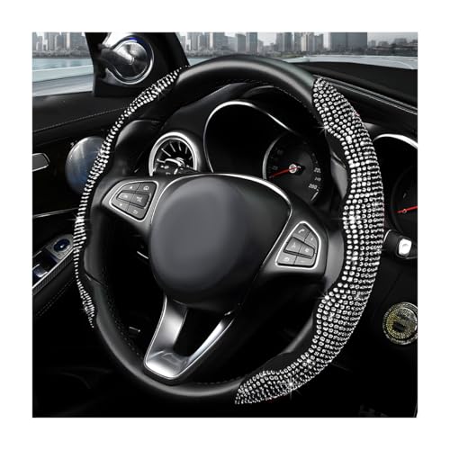 2PCS Steering Wheel Cover, Sparkling Rhinestone Segmented Steering Wheel Protector Fit 14-15.6 Inch, Non-Slip Wheel Wrap Cover Bling Car Interior Accessories for Women Girls (White) - color: White