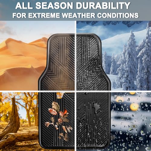 CAR PASS Universal Car Floor Mats & Cargo Liner Full Set, Waterproof Anti-Slip Rubber Trim to Fit Trunk Mats All Weather Protection Fit Car SUV Sedan Coupe Vehicle Automotive 5 Pieces, S-M Size Black - color: Black