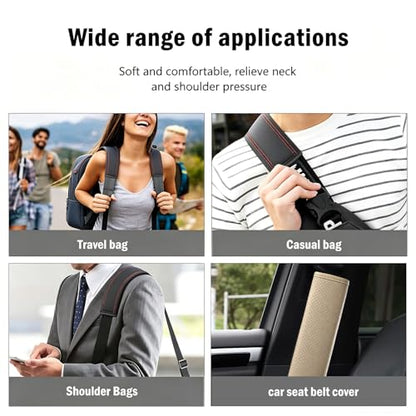 Beige Breathable PU Leather Seat Belt Covers - 2Pcs, Perforated Seat Belt Pads, Universal Fit for Car Truck SUV - color: ck-beige