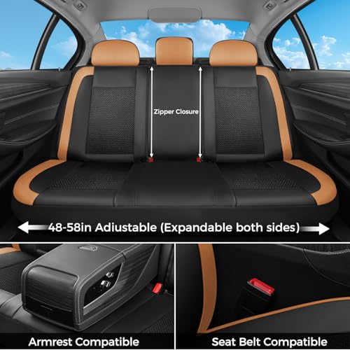 Car Seat Covers Full Set, Universal Seat Cover 5 Seats, Automotive Seat Covers with Mesh Leather, Waterproof Car Seat Protector, Breathable Car Seat Cushion for Most Car SUV Truck, Orange - color: Orange, size: Full set