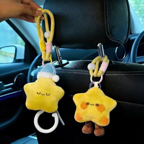 Car Seat Headrest Hook 2 Pack Hooks Hanger Storage Organizer Universal for Handbag Purse Coat, Cute Car Accessories for Women (Star) - color: Star