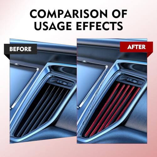20 PCS Car AC Vent Trim Strip, 7.8" Cuttable Reflective Creative Straight Outlet Decoration, Waterproof Flexible Protective Strip, Universal Interior DIY Modification for Cars (Red)