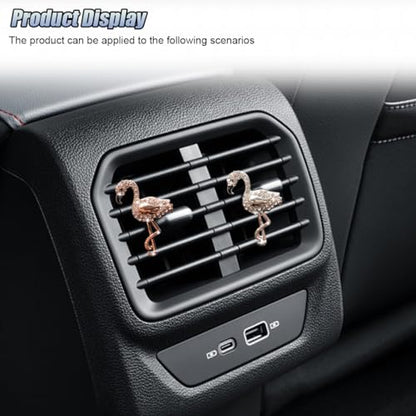 2PCS Bling Flamingo Car Dashboard Air Vent Trim Clips, Crystal Rhinestone Animal Car Air Fresheners Outlet Clip, Cute Automotive Interior Diffuser Decoration Accessories for Women (Flamingo) - size: Flamingo