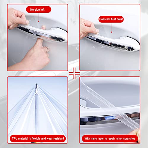 Blilo 4PCS Universal Carbon Fiber Door Handle Protector Stickers, Green, Carbon Fiber Texture, Anti-Scratch, Easy to Install - color: Green/4PCS