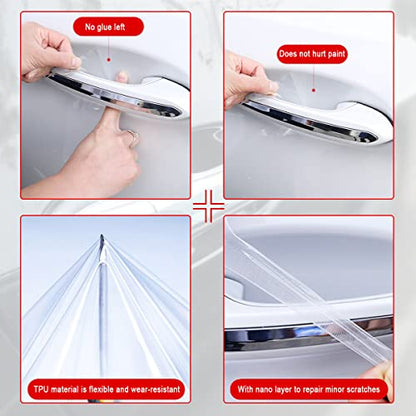 Blilo 4PCS Universal Carbon Fiber Door Handle Protector Stickers, Green, Carbon Fiber Texture, Anti-Scratch, Easy to Install - color: Green/4PCS