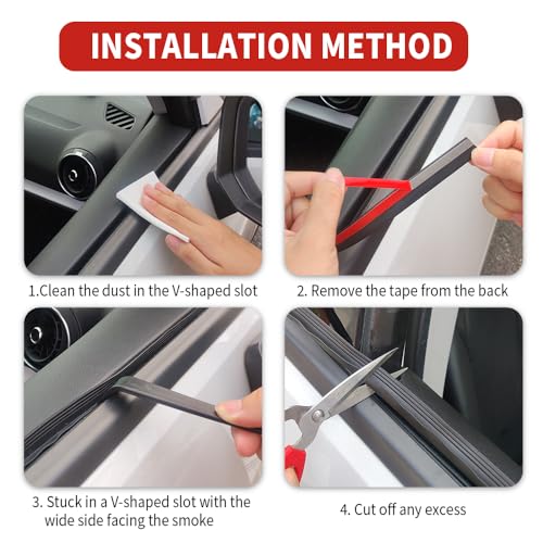 13.12Ft Car Window Seal Strip with Pry Bar Tool,Premium Rubber Weather Stripping for Noise Reduction & Interior Protection,Universal Car Essentials V-Shaped Window Trim Fits Car Truck SUV