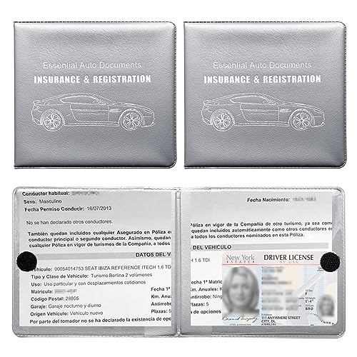 Ziciner Car Registration Insurance Holder, 2Pack Essential Auto Card Document Glove Box Organizer with Touch Fastener, Vehicle Interior Accessories Perfect for Most Car, Truck, SUV (Gray/Big Car) - color: Gray/Big Car